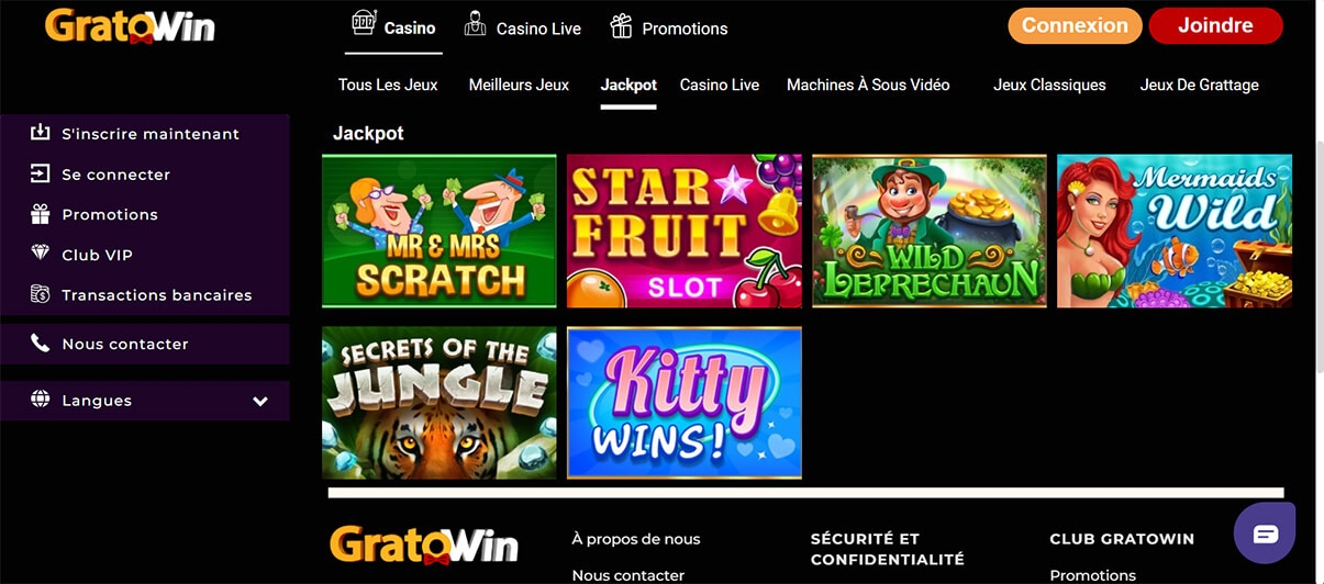 image de présentation jeux jackpot du casino en ligne gratowin